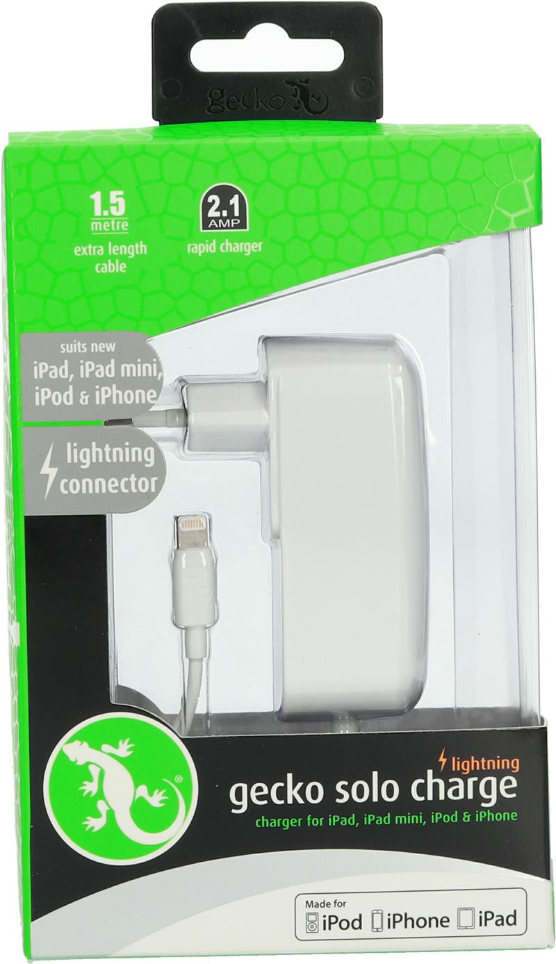 Gecko Travel Charger Apple Lightning 2 1A White