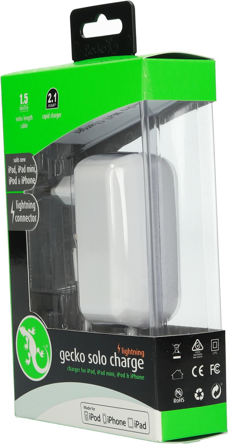 Gecko Travel Charger Apple Lightning 2 1A White
