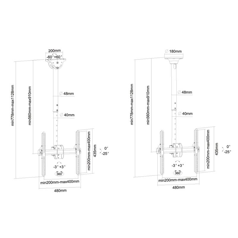 Neomounts monitor plafondsteun
