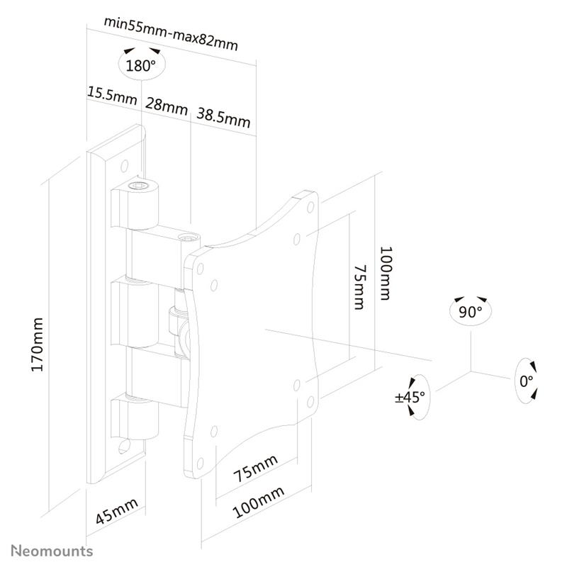 Neomounts tv/monitor wandsteun