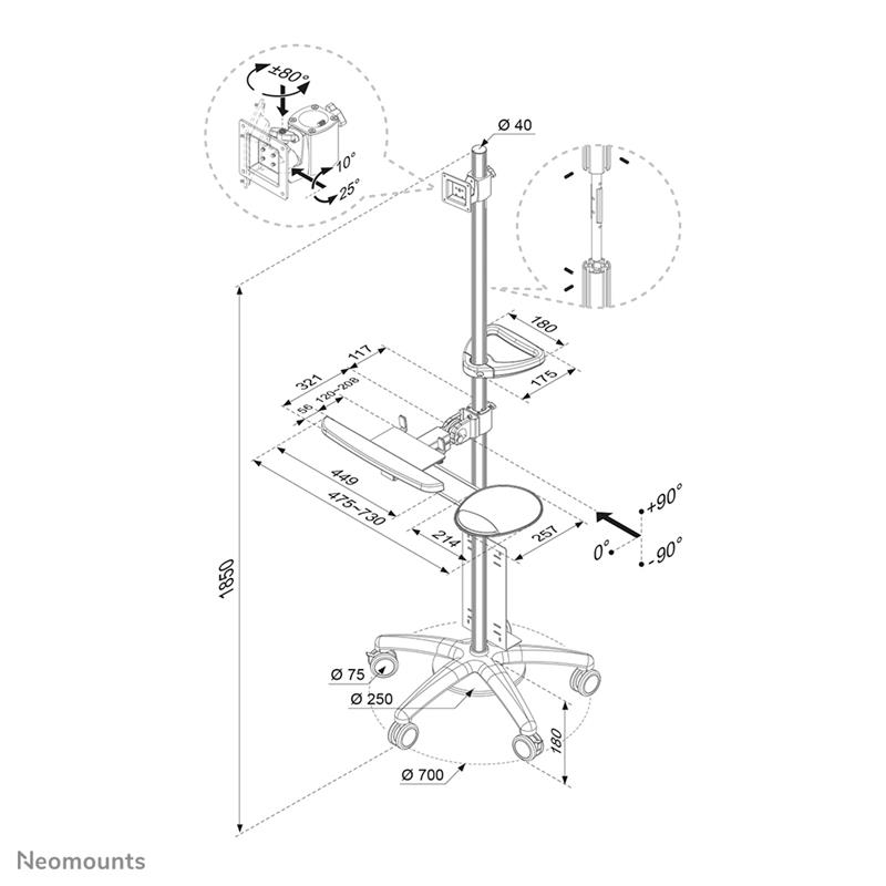 Neomounts mobiele werkplek