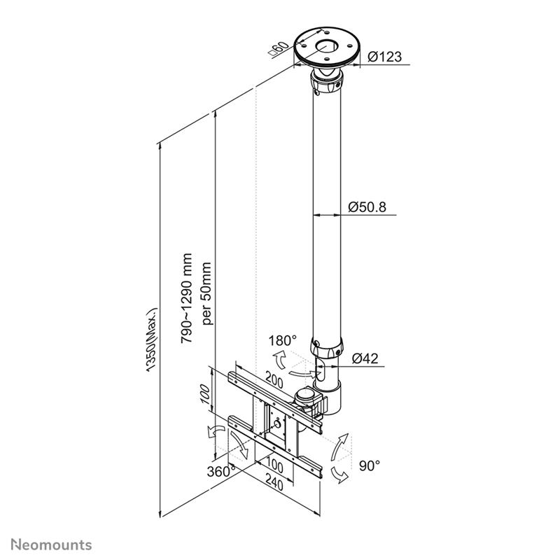 Neomounts monitor plafondsteun