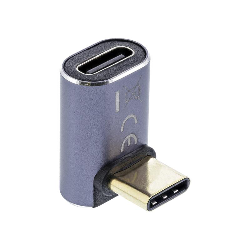 InLine USB4 Adapter USB Type-C male female up down angled aluminium grey