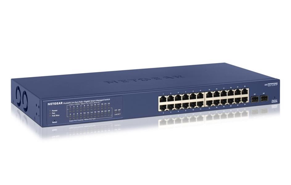 Netgear GS724TP Managed L2/L3/L4 Gigabit Ethernet (10/100/1000) Zwart, Grijs 1U Power over Ethernet (PoE)