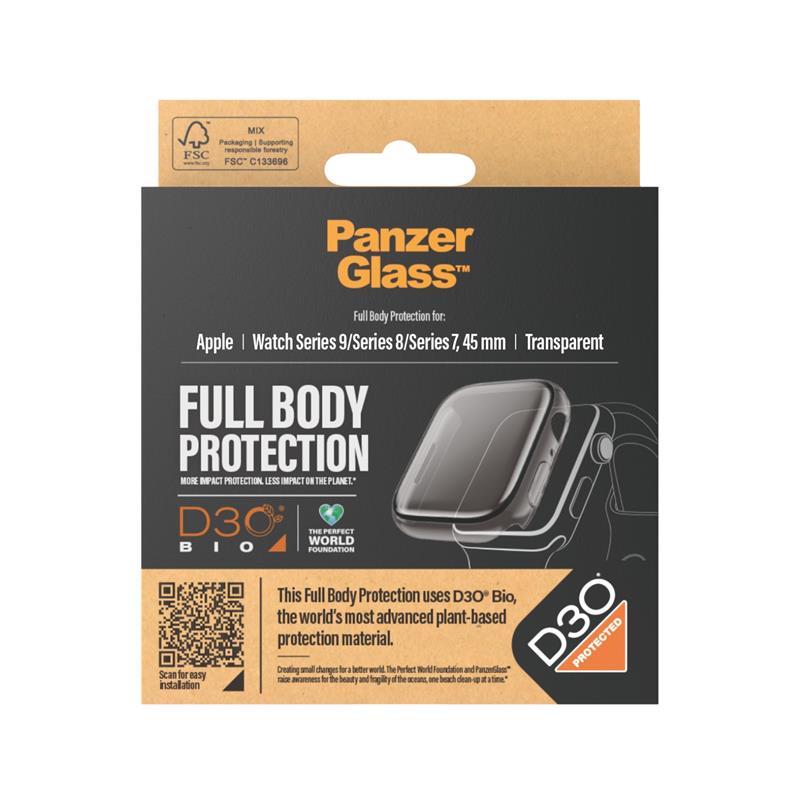 PanzerGlass Apple Watch Full Body Case D30 Transparant Gehard glas, Polyethyleentereftalaat (PET)