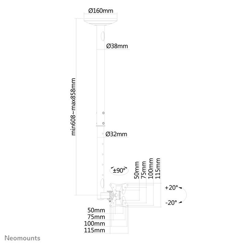 Neomounts monitor plafondsteun