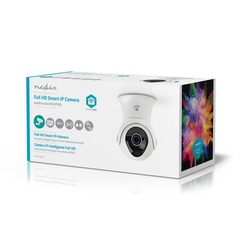 SmartLife Camera voor Buiten Wi-Fi FullHD 1080p IP65 Cloud Opslag optioneel Intern 16 GB 12 V DC Met bewegingssensor Nachtzicht Android IOS Wit