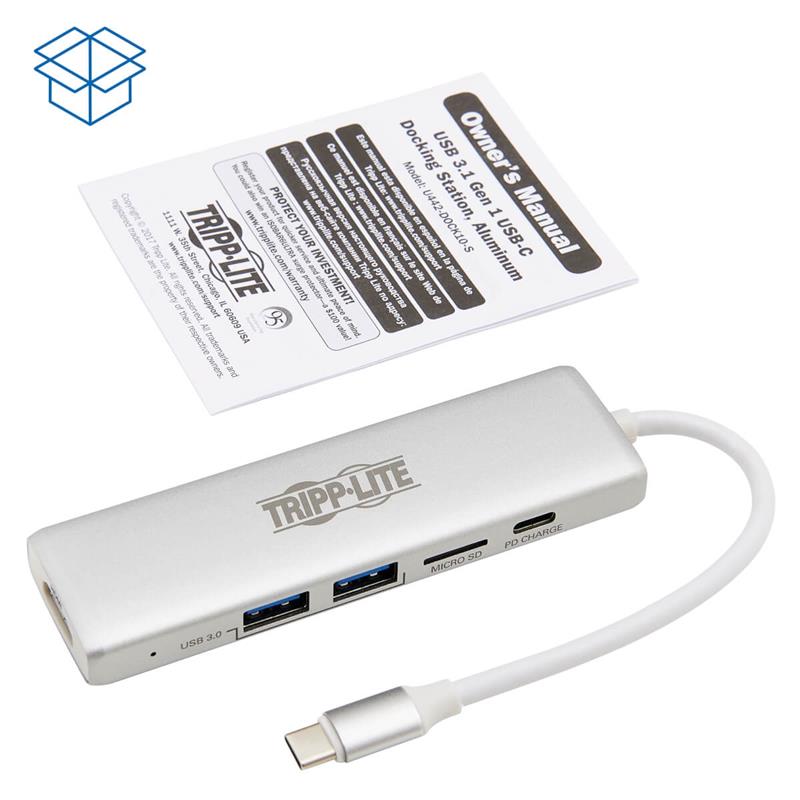 Tripp Lite U442-DOCK10-S interface hub USB 3.2 Gen 2 (3.1 Gen 2) Type-C 1000 Mbit/s Zilver