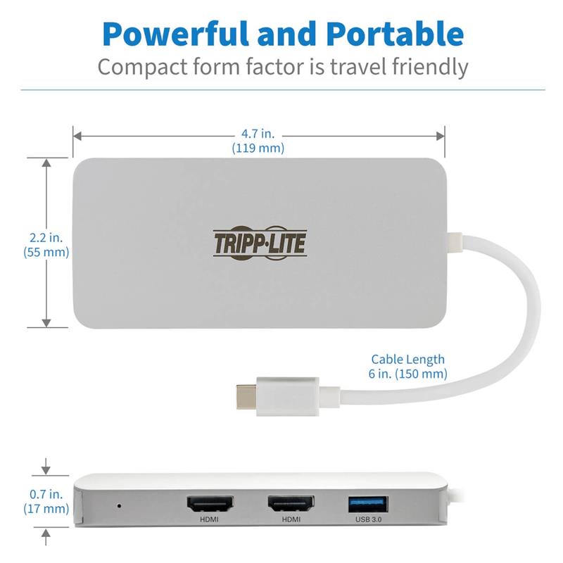 Tripp Lite U442-DOCK12-S interface hub USB 3.2 Gen 2 (3.1 Gen 2) Type-C 5000 Mbit/s Zilver