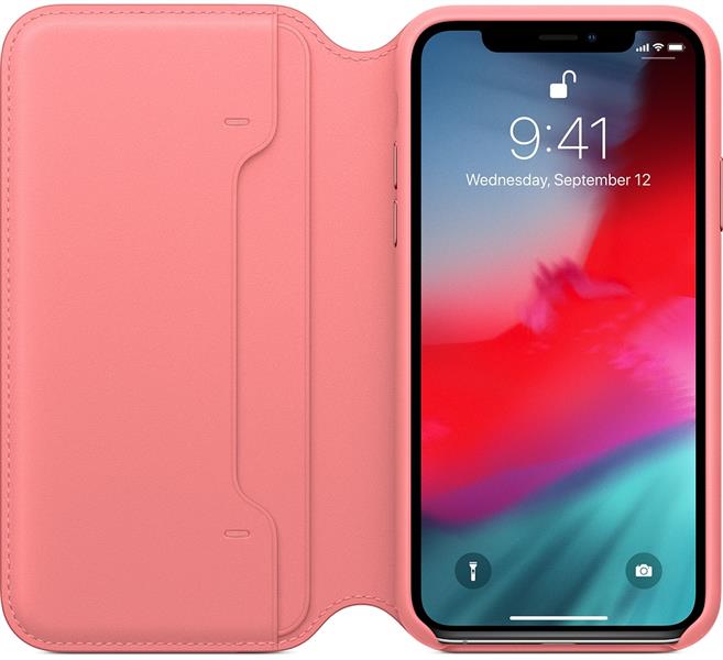  Apple Leather Folio Case iPhone Xs Peony Pink