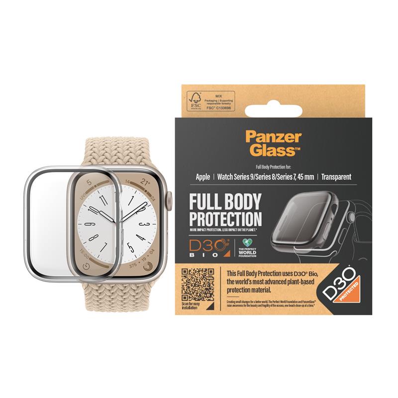 PanzerGlass Apple Watch Full Body Case D30 Transparant Gehard glas, Polyethyleentereftalaat (PET)