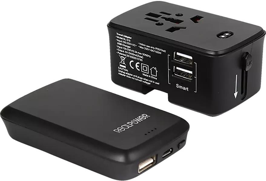  RealPower Travel Charger PowerBank 4000mAh Black