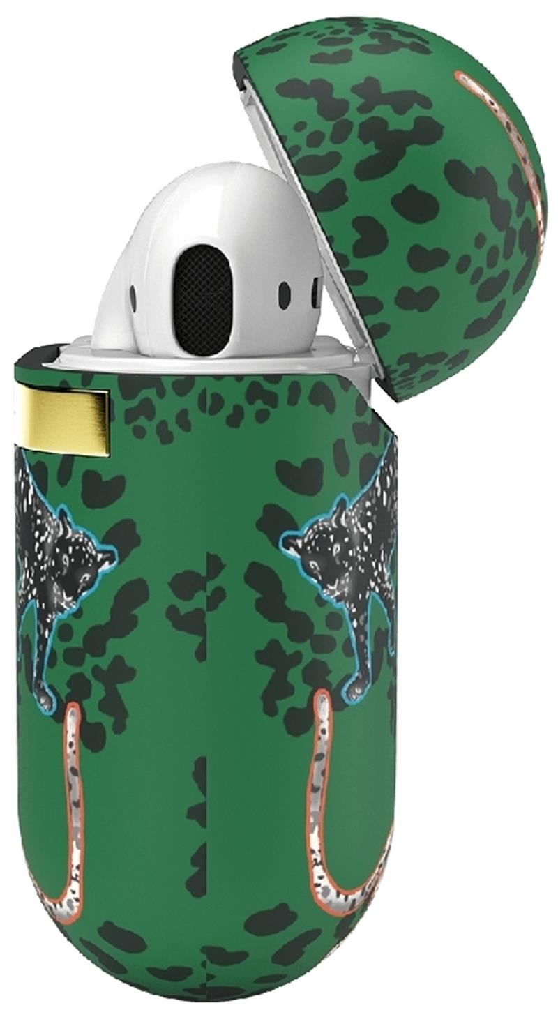 Richmond Finch Freedom Series Apple Airpod Green Leopard Gold