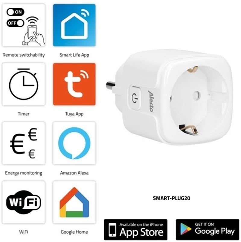 Alecto Smart WiFi Power Socket Power Meter White