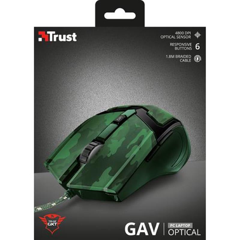Trust GXT 101 Gav - Gaming Muis - Jungle Camouflage