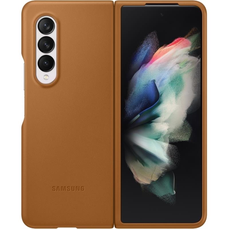  Samsung Leather Cover Galaxy Z Fold3 Camel