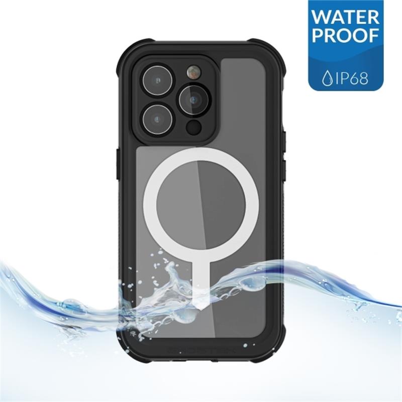 Ghostek Nautical Waterproof MagSafe Case Belt Swivel Holster Apple iPhone 14 Pro Clear