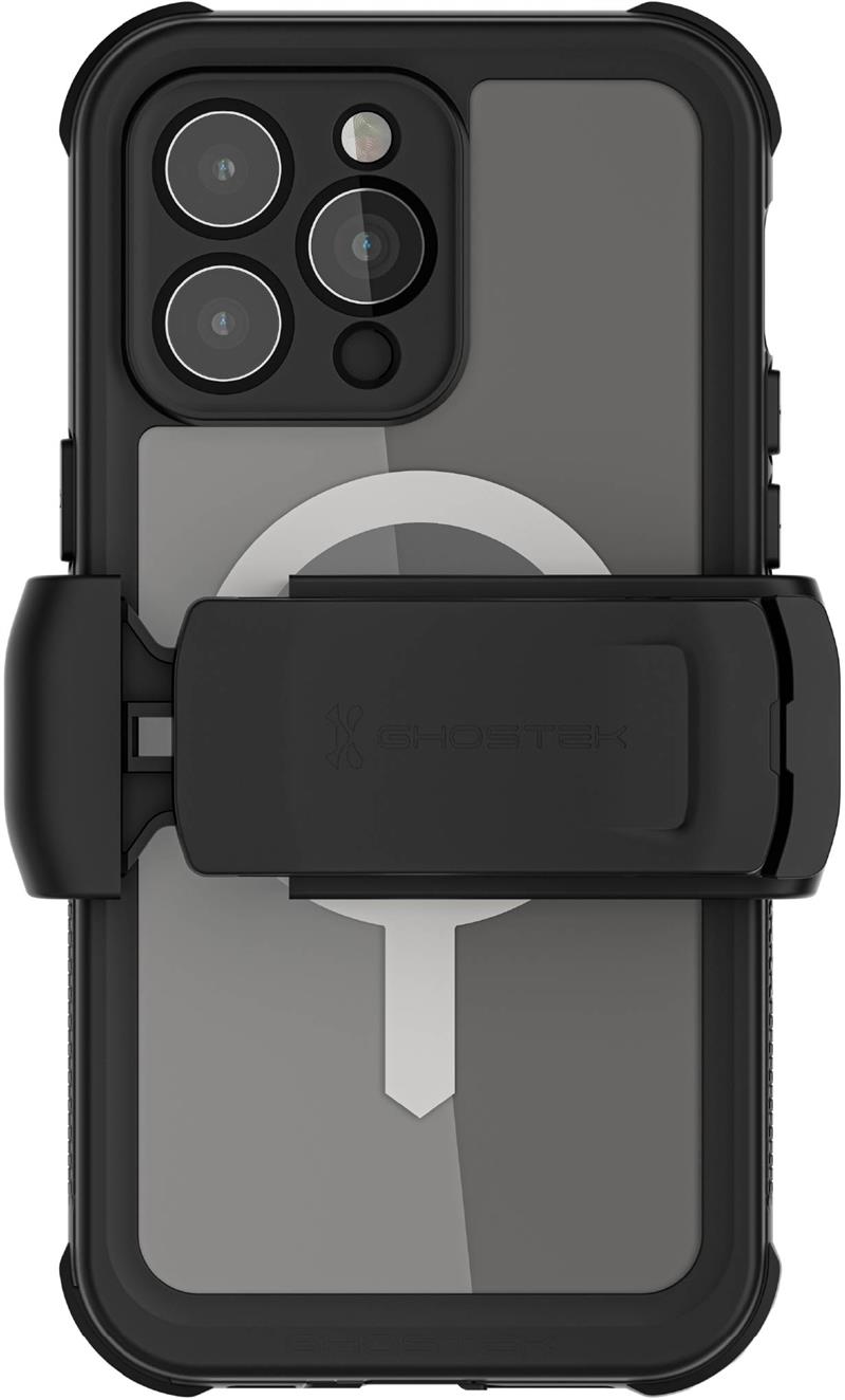 Ghostek Nautical Waterproof MagSafe Case Belt Swivel Holster Apple iPhone 14 Pro Max Clear