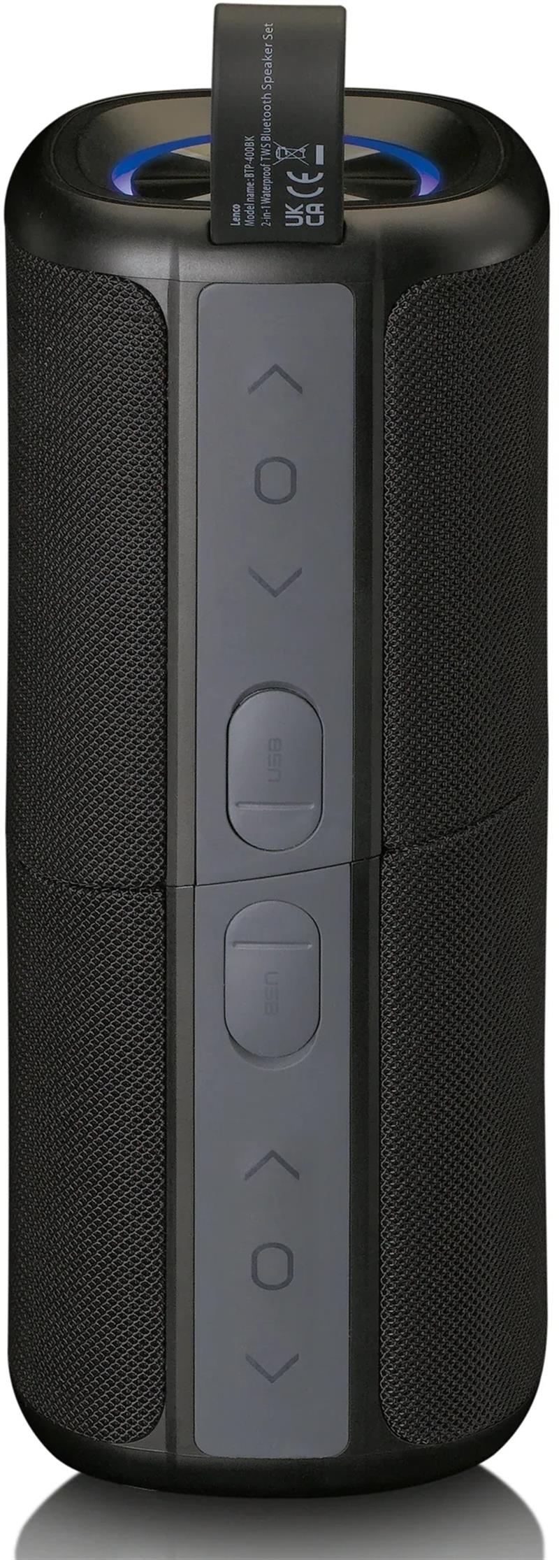  Lenco 2-in-1 Stereo Bluetooth Speaker Black