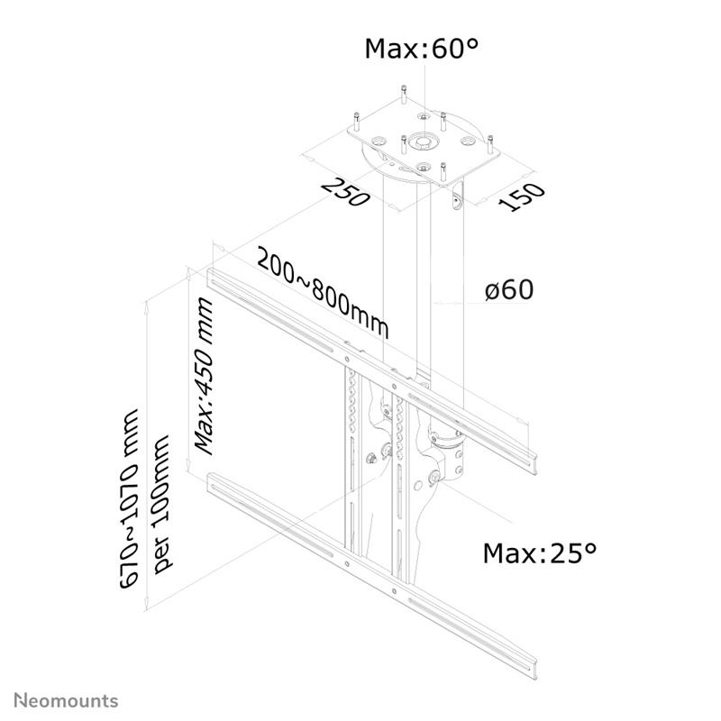 Neomounts monitor plafondsteun