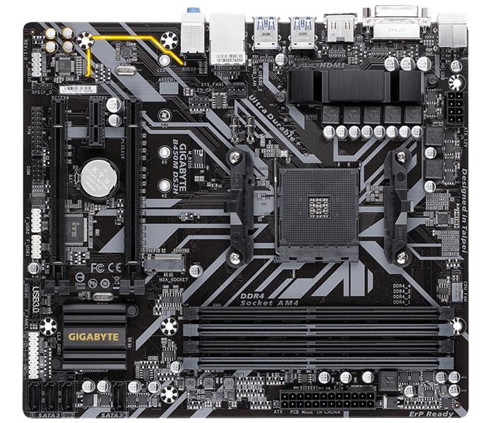 Gigabyte B450M DS3H moederbord Socket AM4 Micro ATX AMD B450