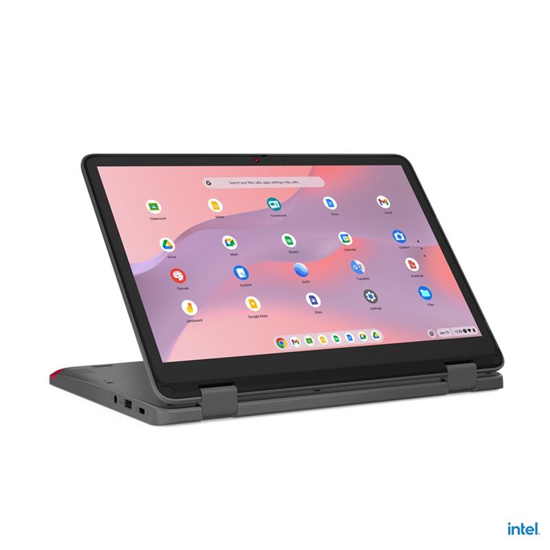 Lenovo 500e Yoga Chromebook N100 31 cm (12.2"") Touchscreen WUXGA Intel® N 4 GB LPDDR5-SDRAM 32 GB eMMC Wi-Fi 6E (802.11ax) ChromeOS Grijs