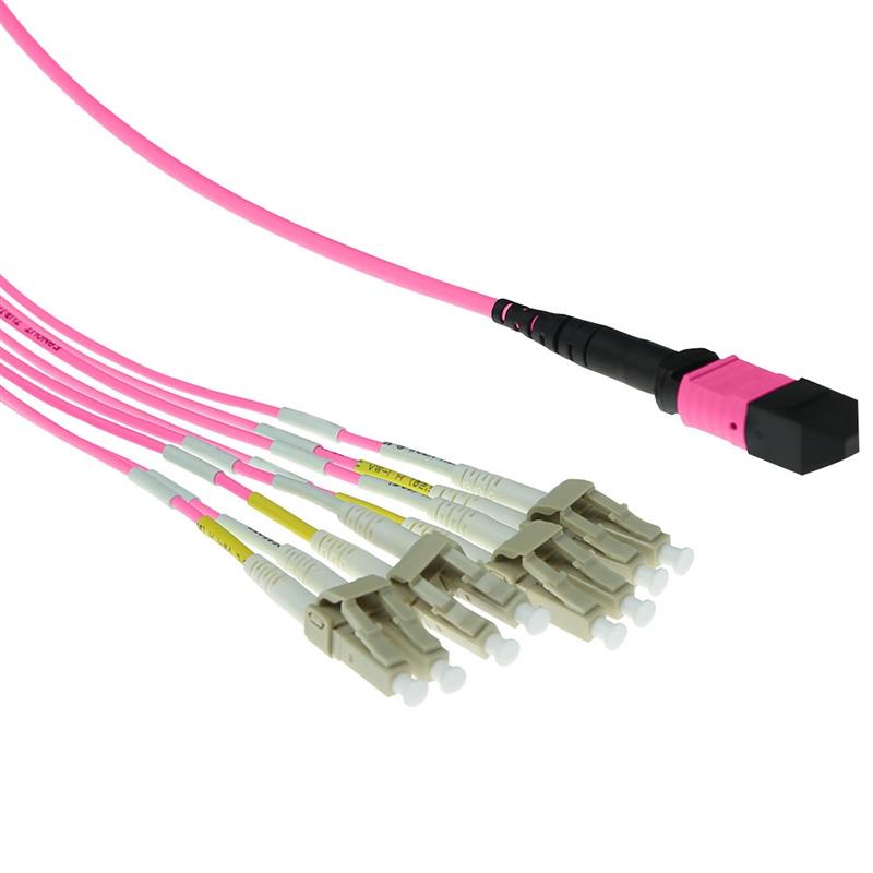 ACT RL7843 Glasvezel kabel 3 m MTP 8x LC OM3 Violet