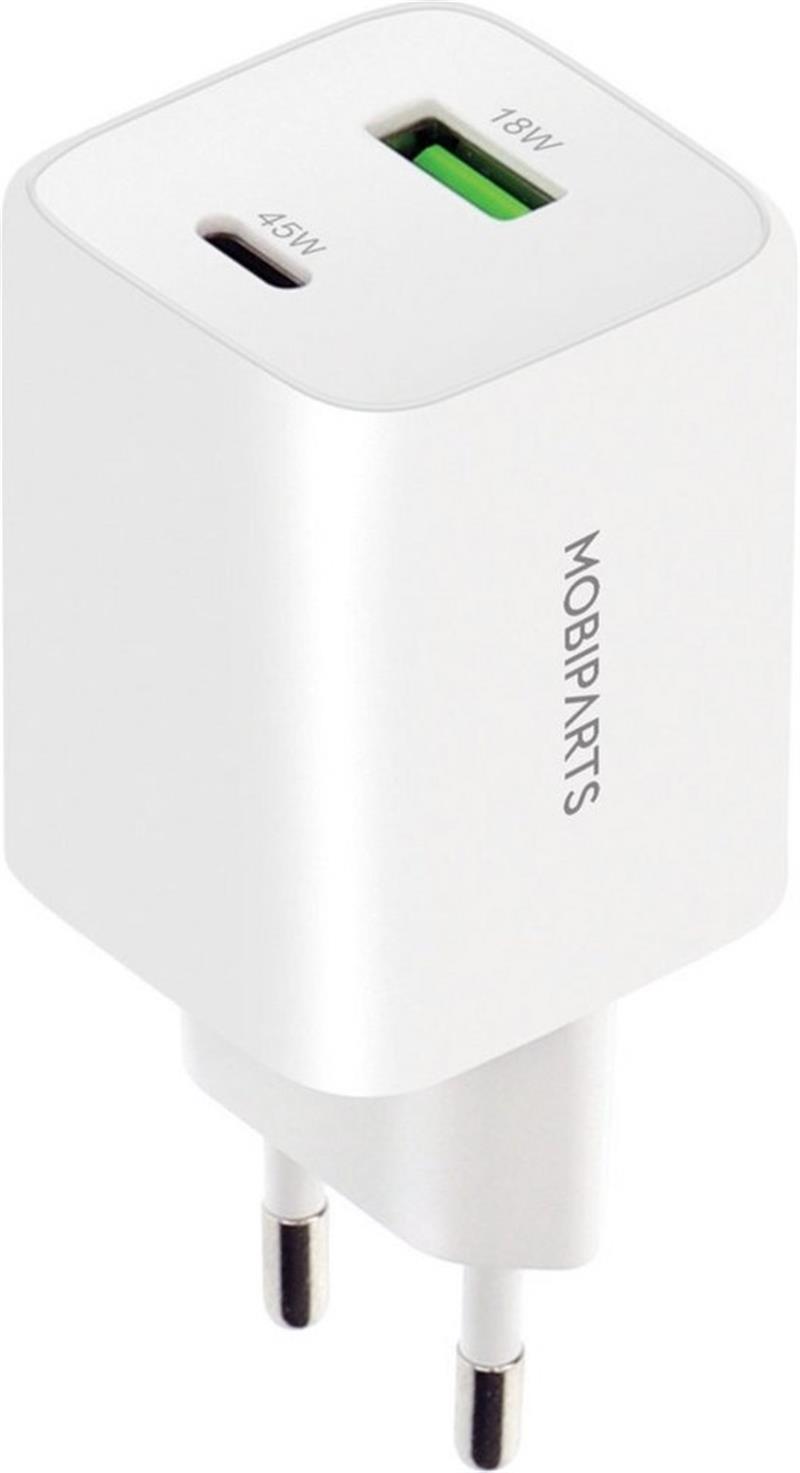 Mobiparts GaN Wall Charger USB-C/USB-A PD 3.0/QC 45W White