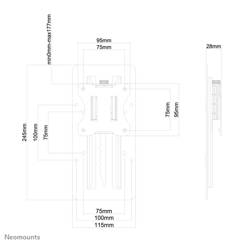 Neomounts hoogteverstelbare adapter