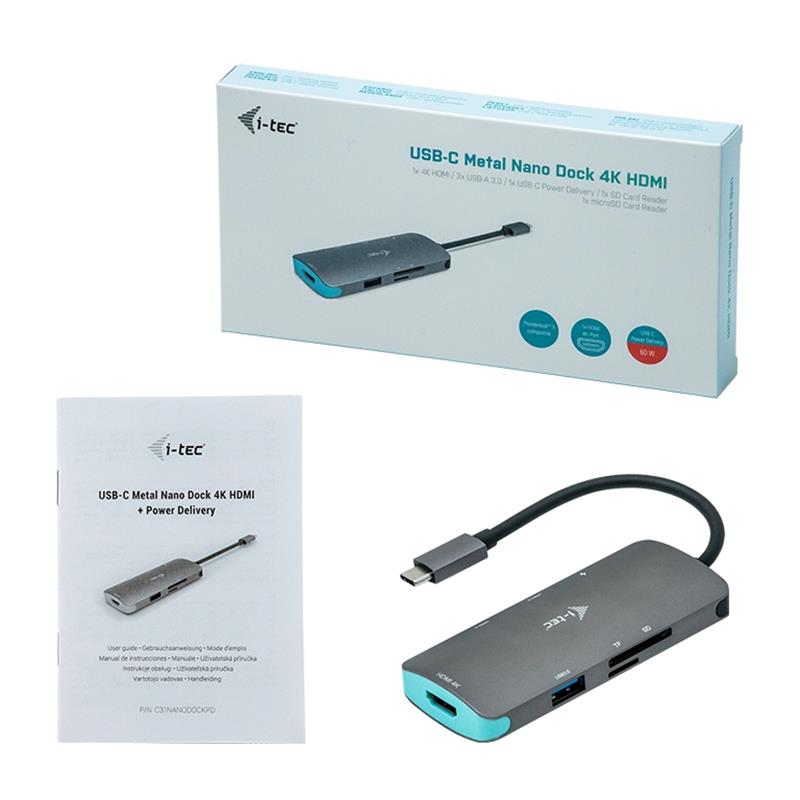 i-tec Metal USB-C Nano dockingstation 4K HDMI + Stroomvoorziening 100 W