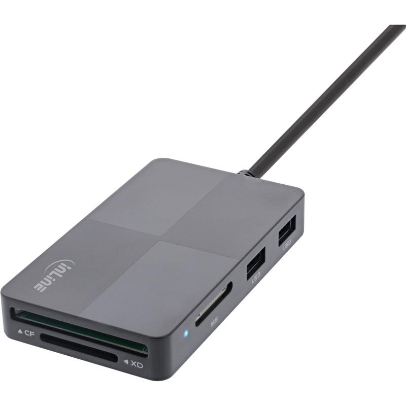 InLine USB 3 2 Multi Cardreader Hub SD TF MS XD CF 3-port USB-A Dual