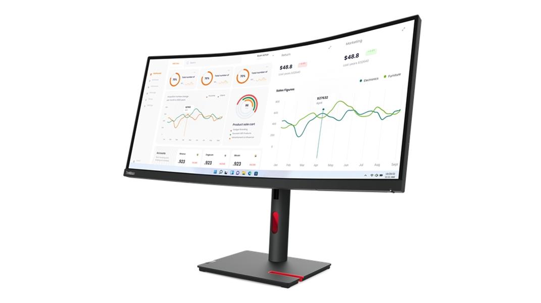 Lenovo ThinkVision T34w-30 86,4 cm (34"") 3440 x 1440 Pixels Wide Quad HD LED Zwart