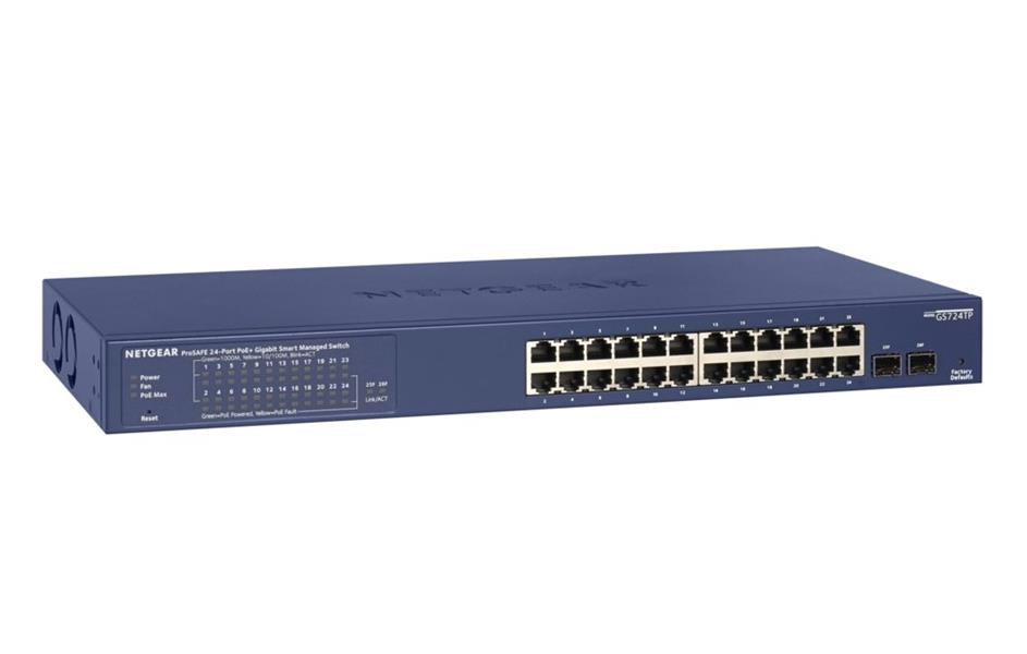 Netgear GS724TP Managed L2/L3/L4 Gigabit Ethernet (10/100/1000) Zwart, Grijs 1U Power over Ethernet (PoE)