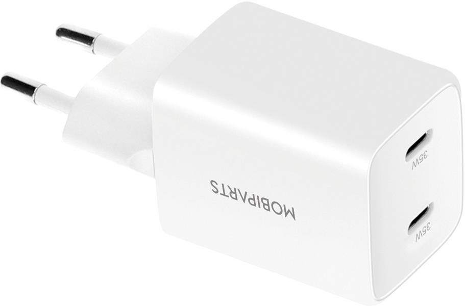 Mobiparts GaN Wall Charger Dual USB-C 35W White (with PD)