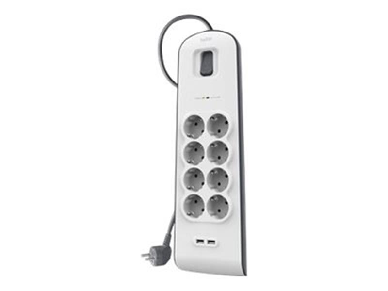 Belkin BSV804VF2M Overspanningsbeveiliging Wit 8 AC-uitgang(en) 2 m