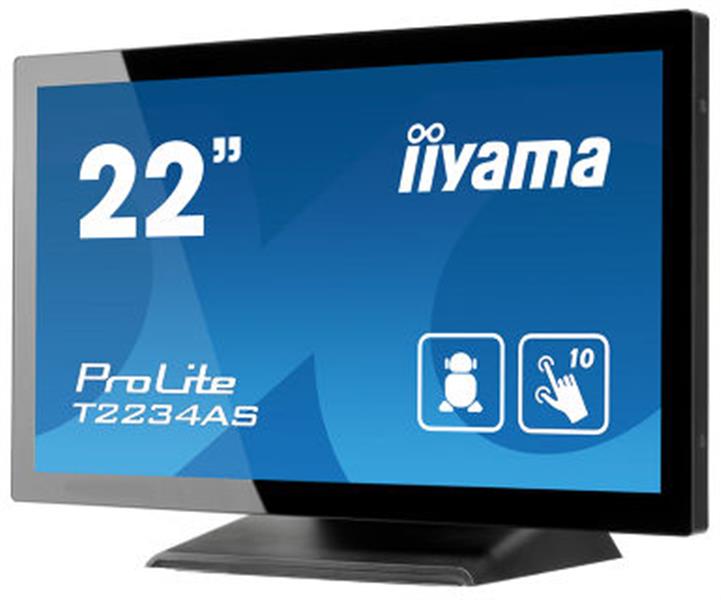 iiyama ProLite T2234AS-B1 touch screen-monitor 54,6 cm (21.5"") 1920 x 1080 Pixels Zwart Multi-touch Multi-gebruiker
