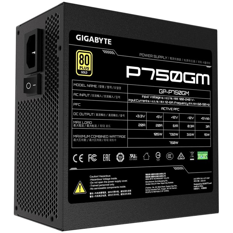 Gigabyte GP-AP750GM power supply unit 750 W 20+4 pin ATX ATX Zwart