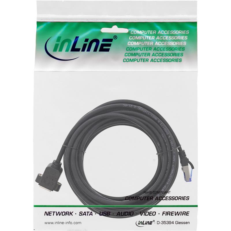 InLine Patch cable built-in extension S FTP PiMf Cat 6A halogen-free copper black 10m