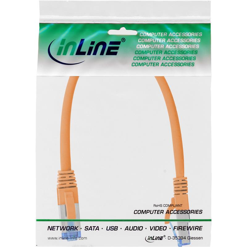 InLine Patch Cable S FTP PiMF Cat 6A halogen free 500MHz orange 0 25m