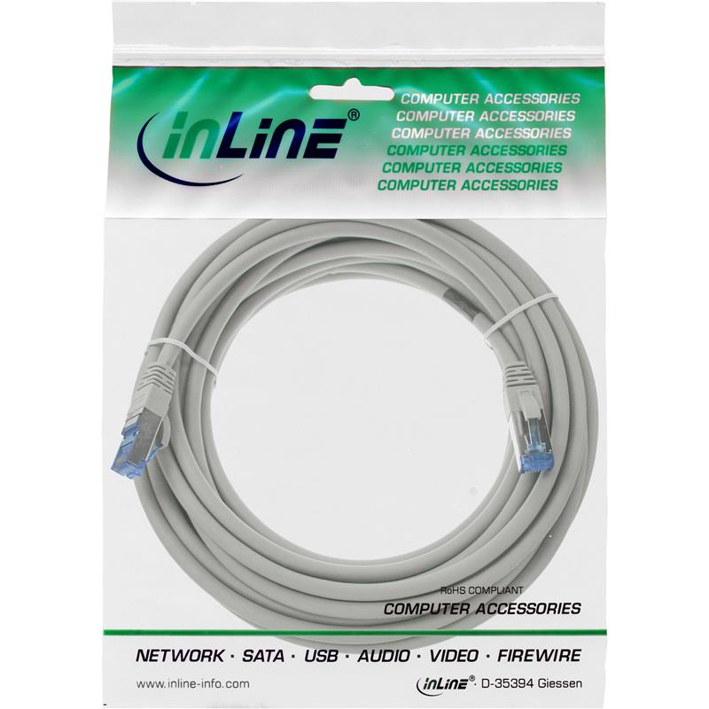InLine Patchkabel Cat 6 A S-STP PiMF LSZH 500MHz grijs 15m