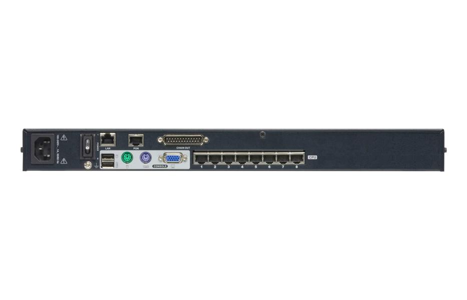 ATEN 1-Lokale/externe gedeelde toegang, 8-poorts Cat 5 KVM over IP-switch met poort serieschakeling