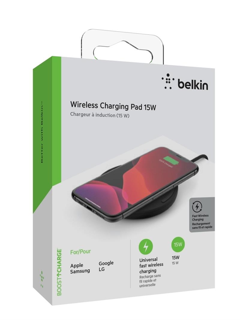 Belkin BOOST?CHARGE Qi Draadloze oplader - 15W - Zwart