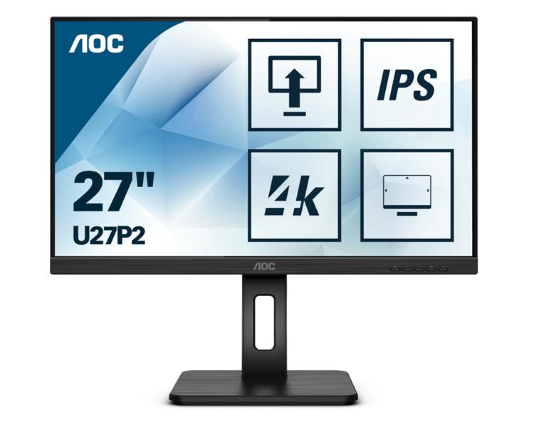 AOC U27P2 LED display 68,6 cm (27"") 3840 x 2160 Pixels 4K Ultra HD Zwart