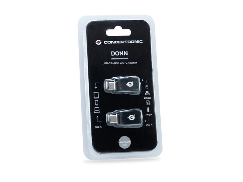 Conceptronic DONN03G tussenstuk voor kabels USB 3.1 Gen 1 Type-C USB 3.1 Gen 1 Type-A Zwart