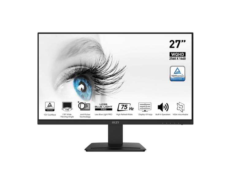 MSI PRO MP273QV computer monitor 68,6 cm (27"") 2560 x 1440 Pixels Wide Quad HD LED Zwart