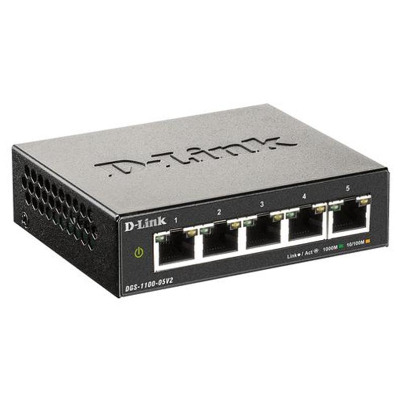 D-Link DGS-1100-05V2 netwerk-switch Managed Gigabit Ethernet (10/100/1000) Zwart