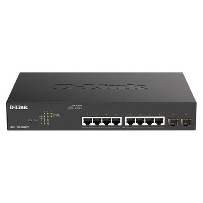 D-Link Switch DGS-1100-10MPV2/E 8xGBit/2xSFP 19 Managed PoE+ (130W) Ohne UK Stecker