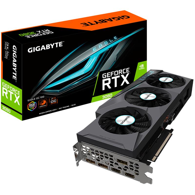 Gigabyte GV-N3080EAGLE OC-10GD videokaart NVIDIA GeForce RTX 3080 10 GB GDDR6X
