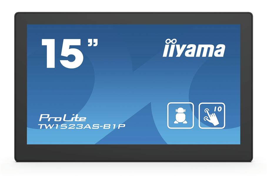 iiyama ProLite TW1523AS-B1P touch screen-monitor 39,6 cm (15.6"") 1920 x 1080 Pixels Multi-touch Multi-gebruiker Zwart