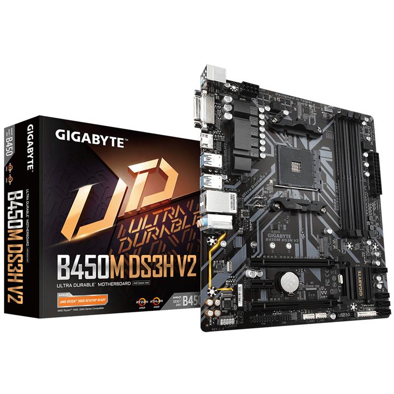 Gigabyte GA-B450M-DS3H V2 (AM4) (D) AMD B450 Socket AM4 micro ATX